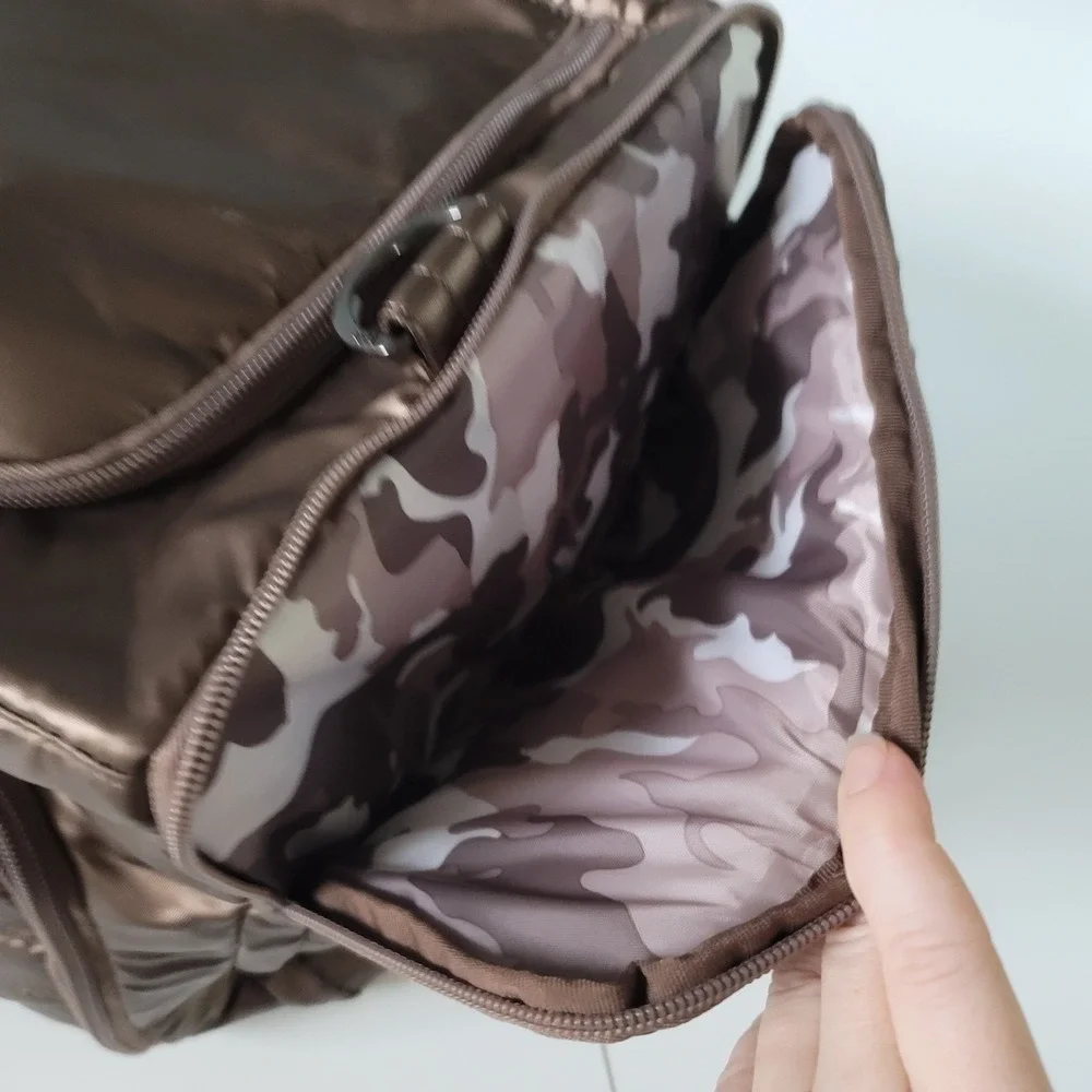 Lug Oversized Weekender Bag - Trolley Duffel - Metallic Bronze, Camo Liner